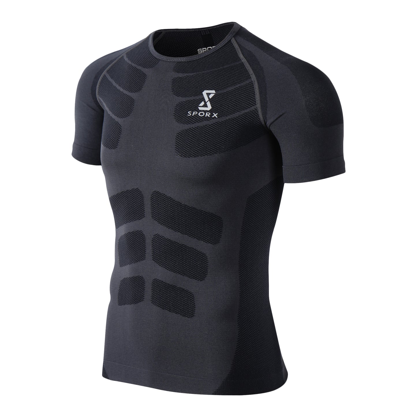 SPORX Men's Compression Knit Training Top Short Sleeve - Black