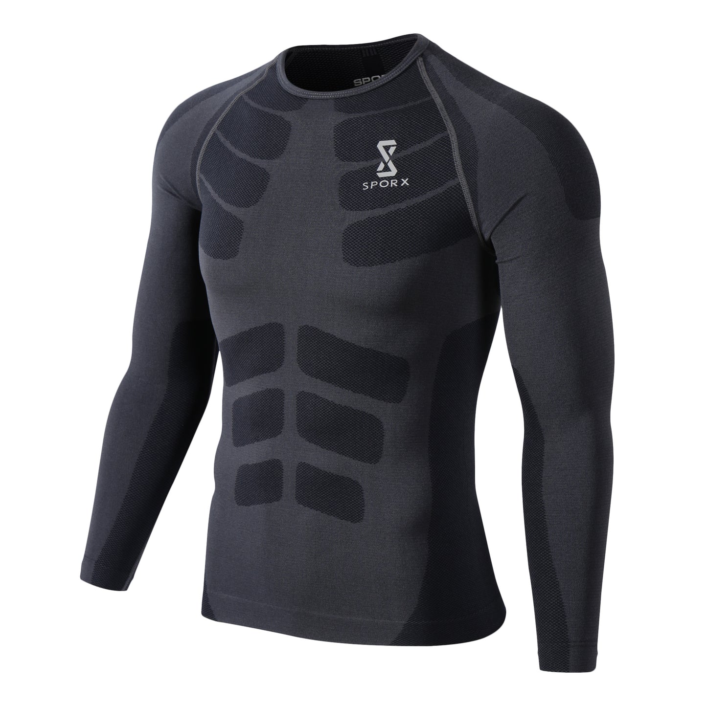 SPORX Men's Compression Knit Training Top Long Sleeve - Black
