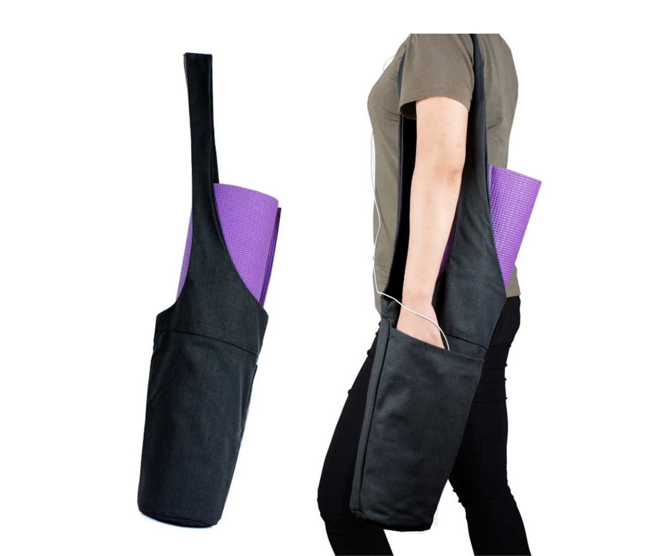 SPORX Yoga mat Bag Tote Sling Carrier with Large Side Pocket | Fits Most Size Mats