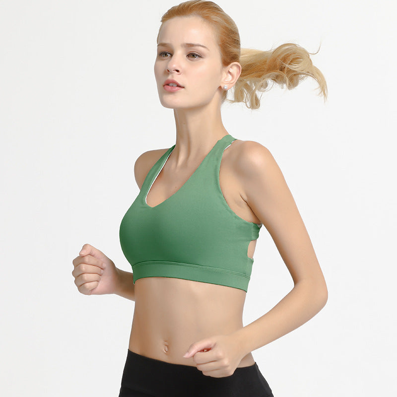 SPORX Women's Sports Bra tree shape Back Green