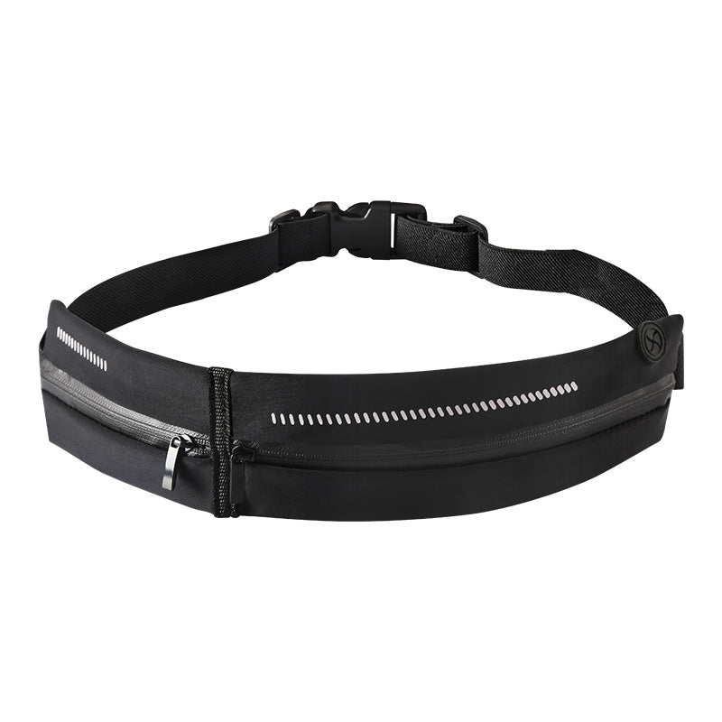 SPORX Double Pouch Slim Light Running Belt Zip Waist Pouch Black