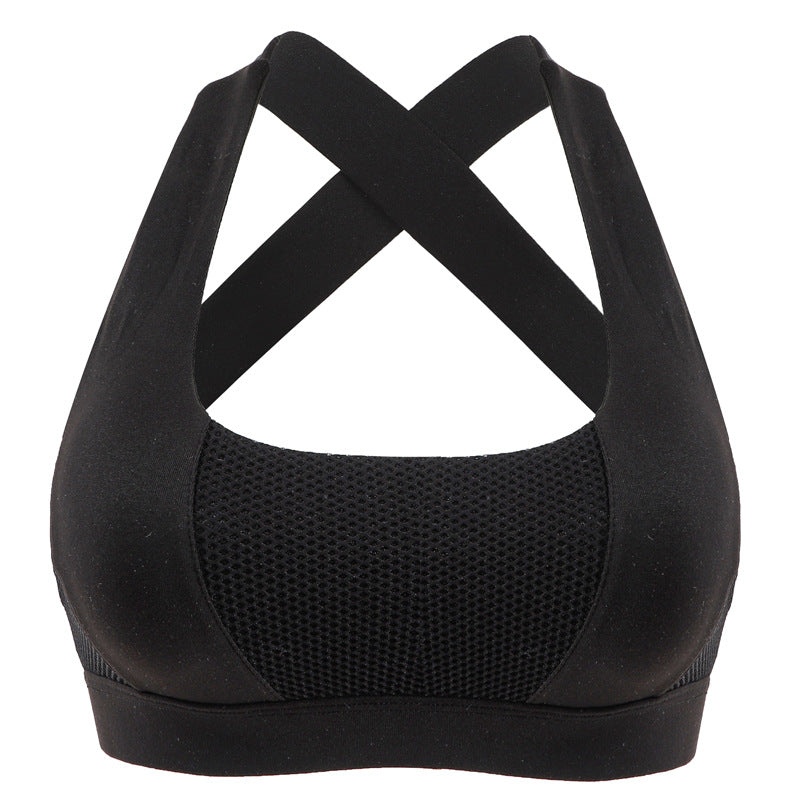 SPORX Women's Sports Bra Short Cross Back Black