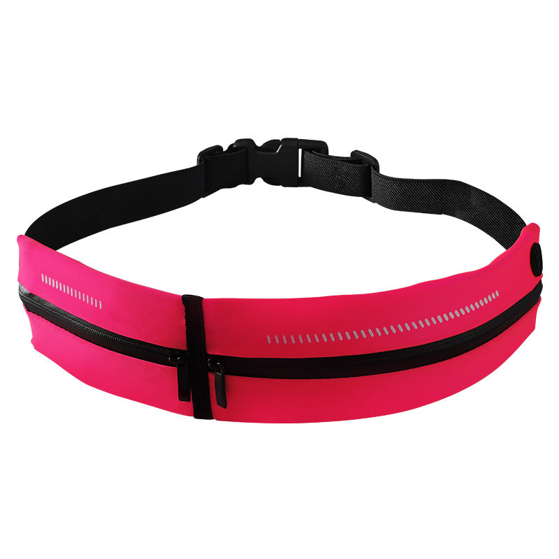 SPORX Double Pouch Slim Light Running Belt Zip Waist Pouch Pink