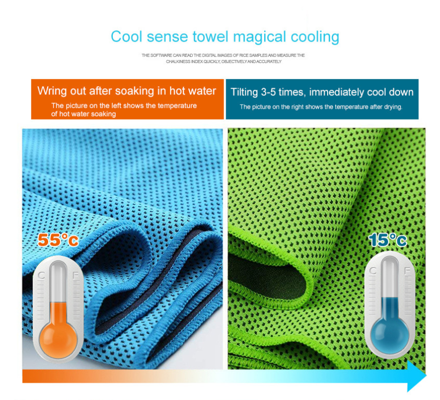 SPORX X Dry Double Layer Cooling Towel Royal Blue/Grey Maximum Instant Cooling UPF 50 Sun Protection, Yoga, Golf, Gym, Neck, Workout