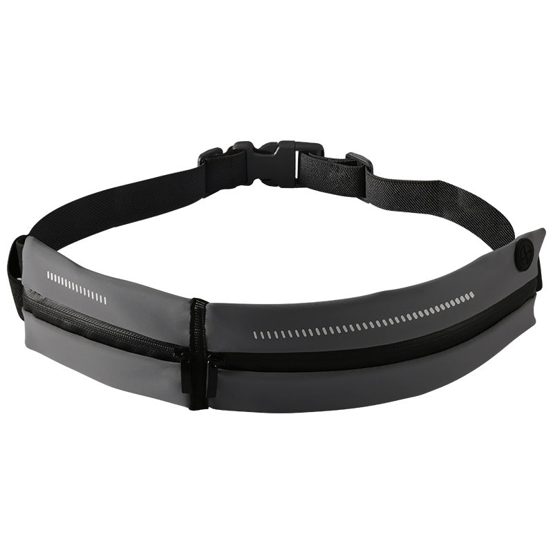 SPORX Double Pouch Slim Light Running Belt Zip Waist Pouch Charcoal