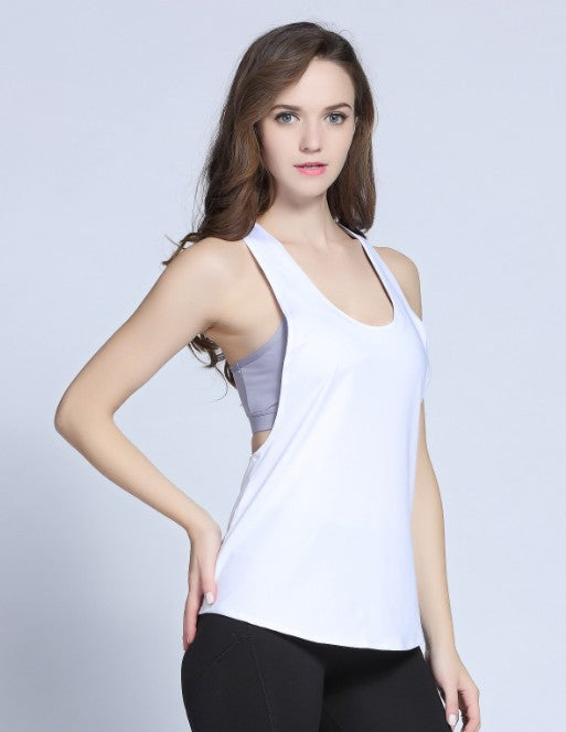 SPORX Women's Quick Dry Yoga Tanks Tops Sleeveless White